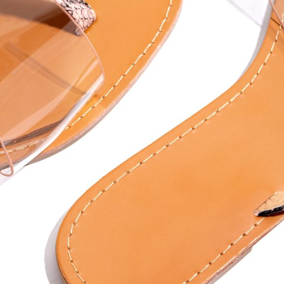 Pink Snake Clear Strap Thong Strap Sandal - Picture 4 of 5